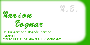 marion bognar business card