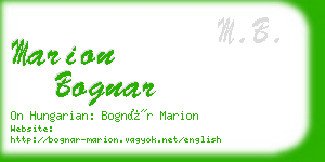 marion bognar business card